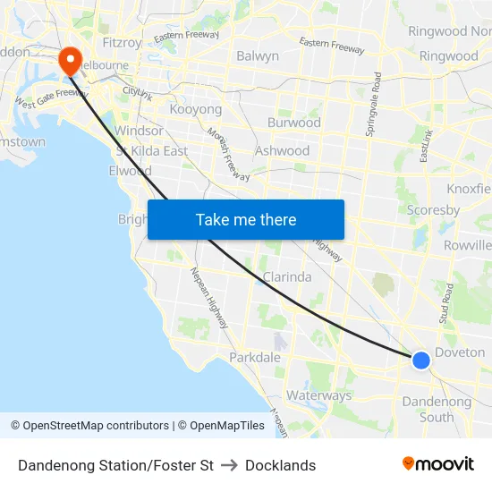 Dandenong Station/Foster St to Docklands map
