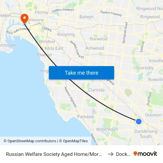 Russian Welfare Society Aged Home/Morwell Ave to Docklands map