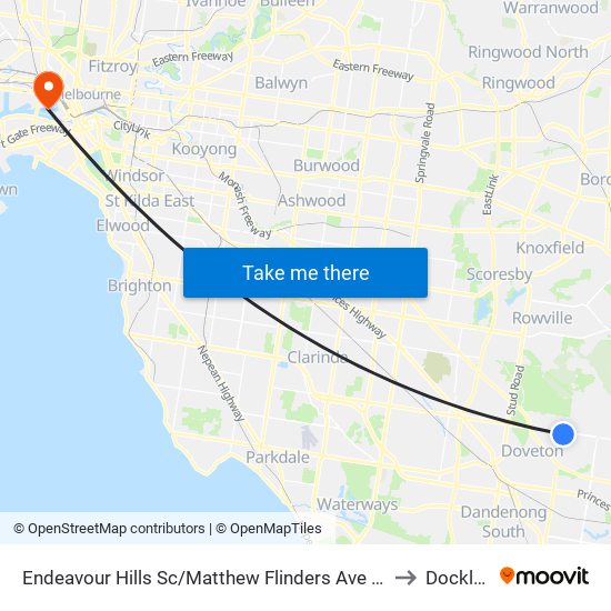 Endeavour Hills Sc/Matthew Flinders Ave (Endeavour Hills) to Docklands map