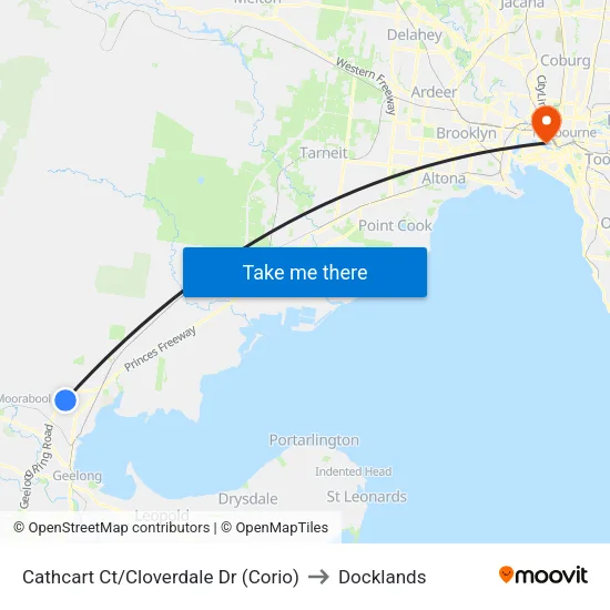 Cathcart Ct/Cloverdale Dr to Docklands map