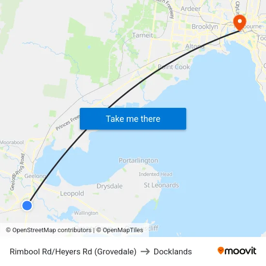 Rimbool Rd/Heyers Rd to Docklands map