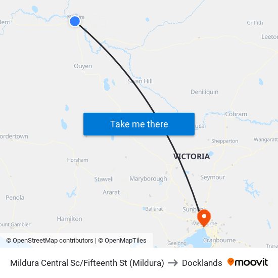 Mildura Central Sc/Fifteenth St (Mildura) to Docklands map