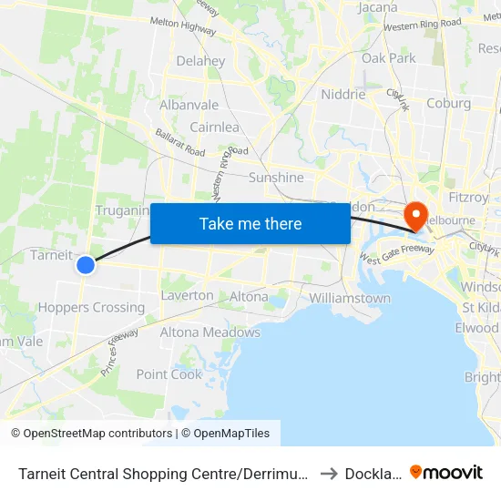 Tarneit Central Shopping Centre/Derrimut Rd to Docklands map