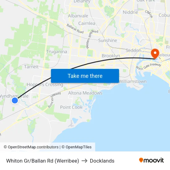 Whiton Gr/Ballan Rd to Docklands map