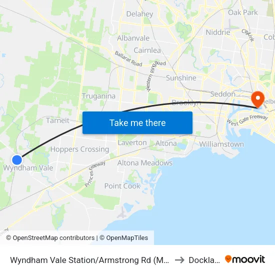 Wyndham Vale Station/Armstrong Rd to Docklands map