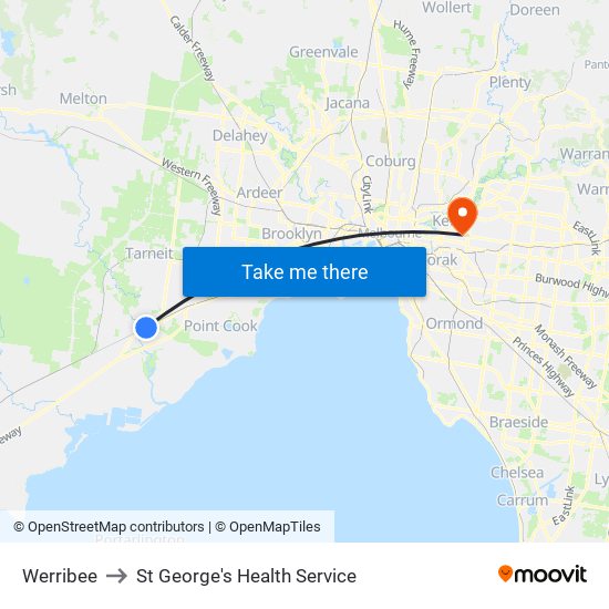 Werribee to St George's Health Service map