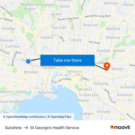 Sunshine to St George's Health Service map