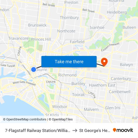 7-Flagstaff Railway Station/William St (Melbourne City) to St George's Health Service map