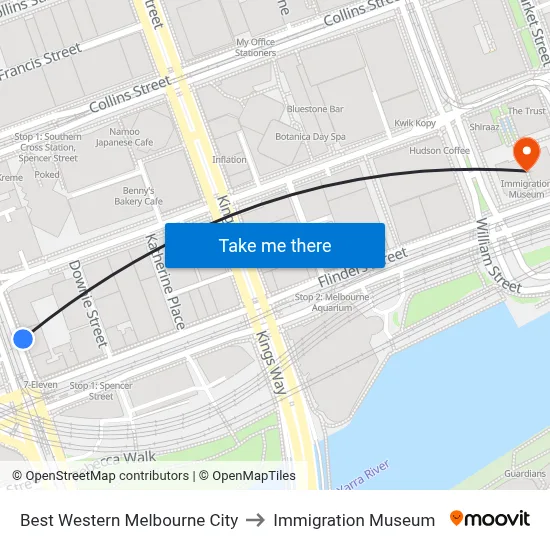 Best Western Melbourne City to Immigration Museum map