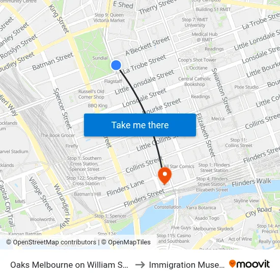 Oaks Melbourne on William Suites to Immigration Museum map