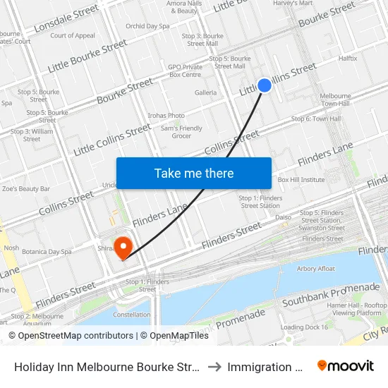 Holiday Inn Melbourne Bourke Street Mall by Ihg to Immigration Museum map