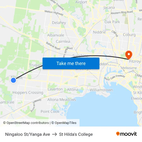 Ningaloo St/Yanga Ave to St Hilda's College map