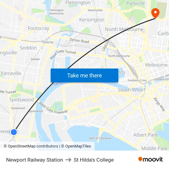 Newport Railway Station to St Hilda's College map
