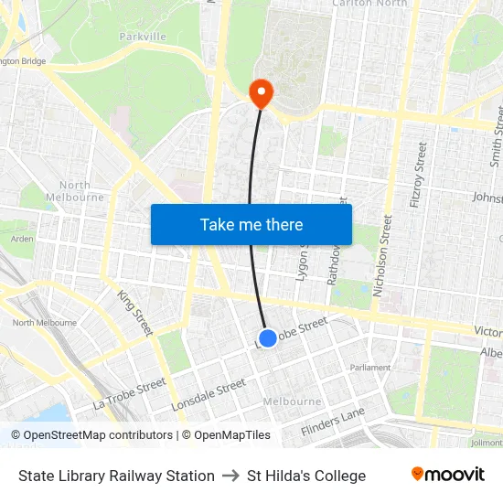 State Library Railway Station to St Hilda's College map
