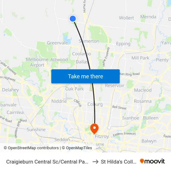 Craigieburn Central Sc/Central Park Ave to St Hilda's College map