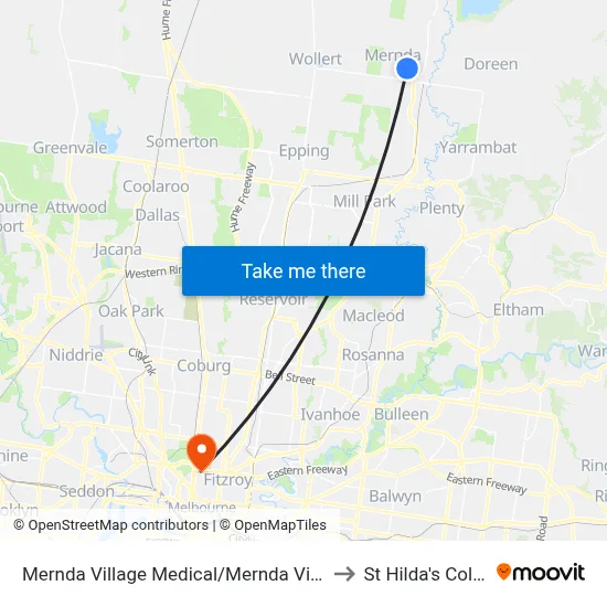 Mernda Village Medical/Mernda Village Dr to St Hilda's College map
