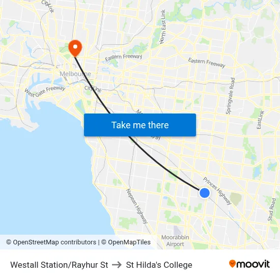 Westall Station/Rayhur St to St Hilda's College map