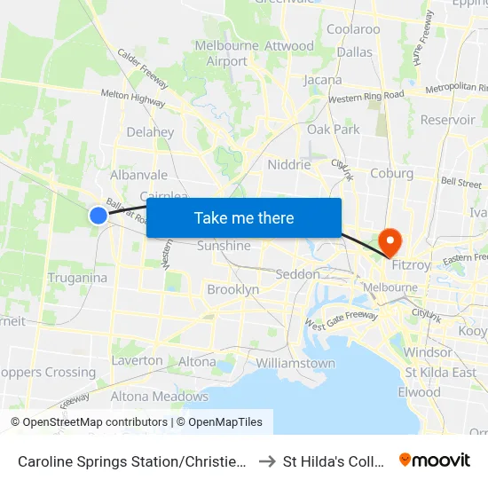 Caroline Springs Station/Christies Rd to St Hilda's College map