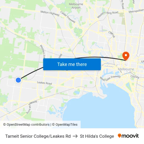 Tarneit Senior College/Leakes Rd to St Hilda's College map