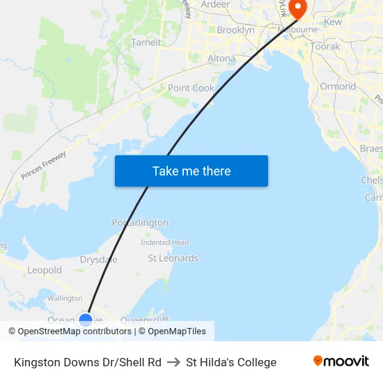 Kingston Downs Dr/Shell Rd to St Hilda's College map
