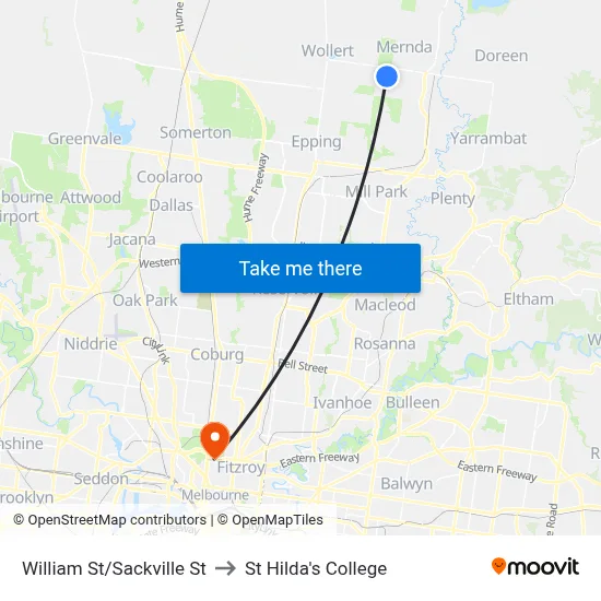 William St/Sackville St to St Hilda's College map