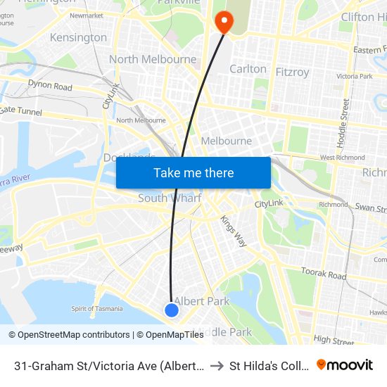 31-Graham St/Victoria Ave (Albert Park) to St Hilda's College map