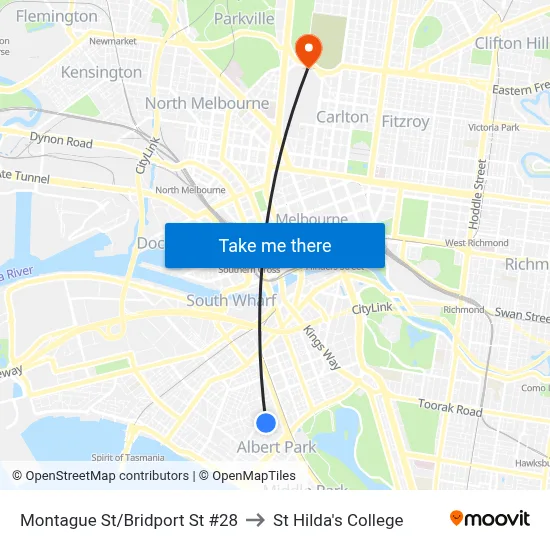 Montague St/Bridport St #28 to St Hilda's College map