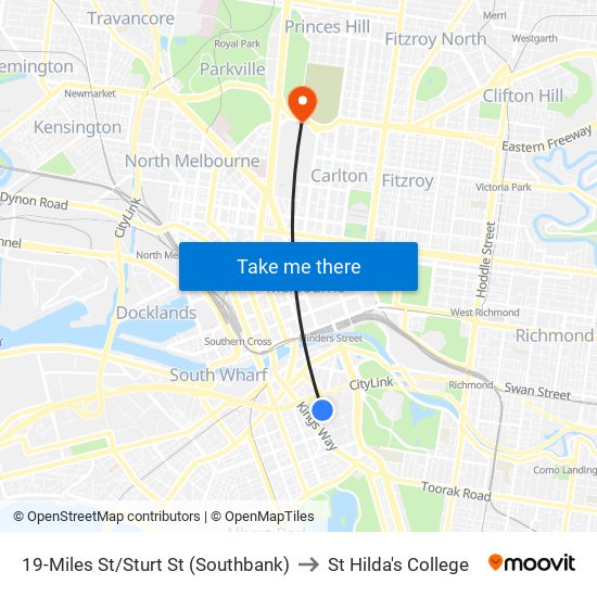 19-Miles St/Sturt St (Southbank) to St Hilda's College map