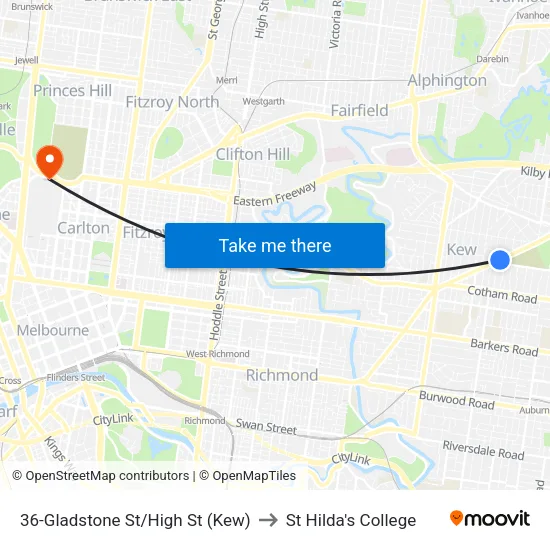 Gladstone St/High St #36 to St Hilda's College map