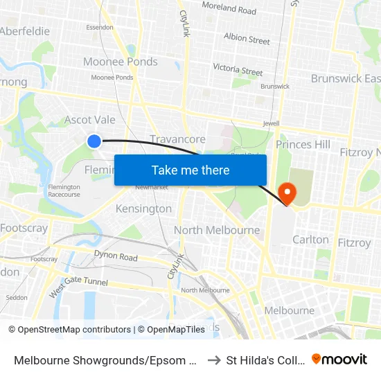 Melbourne Showgrounds/Epsom Rd #33 to St Hilda's College map