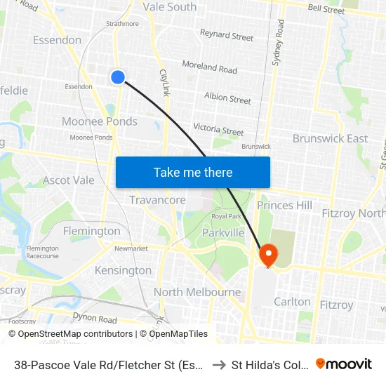 Pascoe Vale Rd/Fletcher St #38 to St Hilda's College map