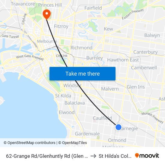 62-Grange Rd/Glenhuntly Rd (Glen Huntly) to St Hilda's College map