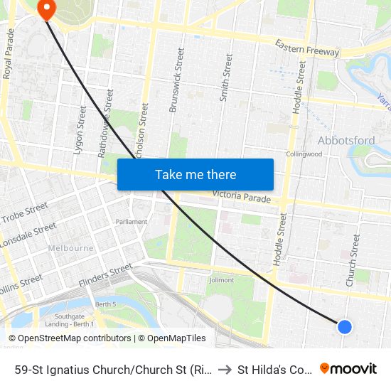 59-St Ignatius Church/Church St (Richmond) to St Hilda's College map