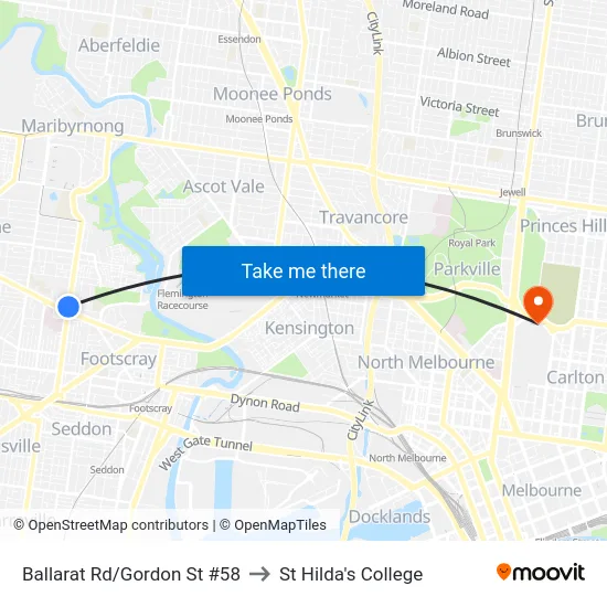 Ballarat Rd/Gordon St #58 to St Hilda's College map