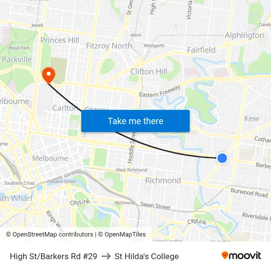 High St/Barkers Rd #29 to St Hilda's College map