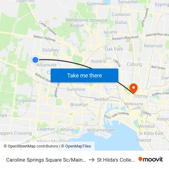 Caroline Springs Square Sc/Main St to St Hilda's College map