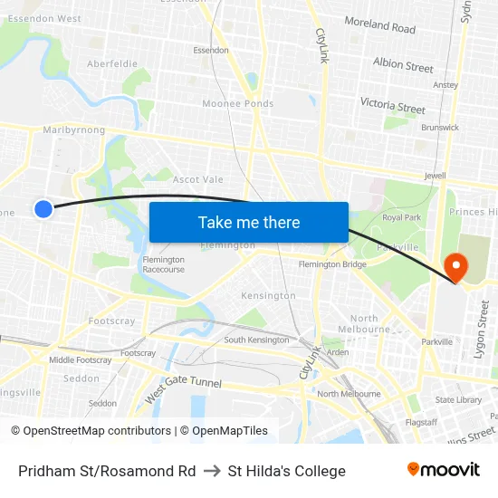 Pridham St/Rosamond Rd to St Hilda's College map