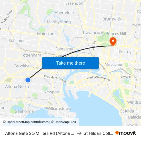 Altona Gate Sc/Millers Rd to St Hilda's College map