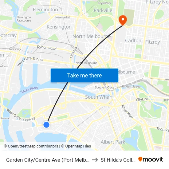 Garden City/Centre Ave to St Hilda's College map