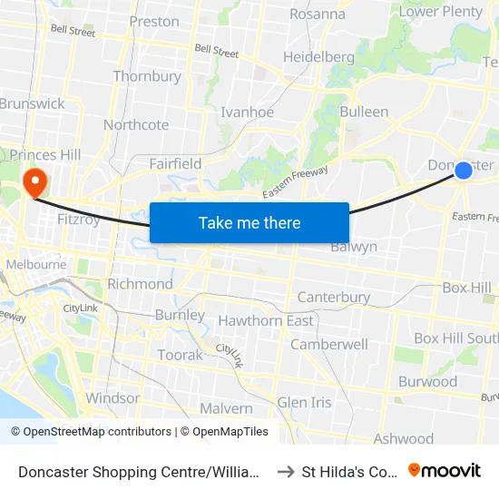 Doncaster Shopping Centre/Williamsons Rd to St Hilda's College map