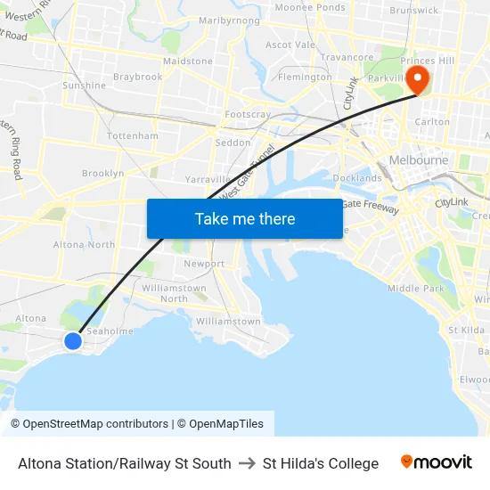 Altona Station/Railway St South to St Hilda's College map