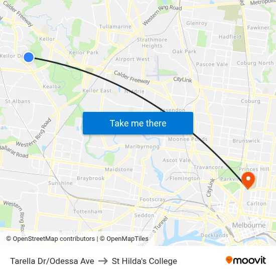 Tarella Dr/Odessa Ave to St Hilda's College map