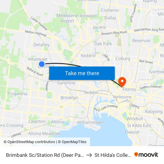 Brimbank Sc/Station Rd (Deer Park) to St Hilda's College map