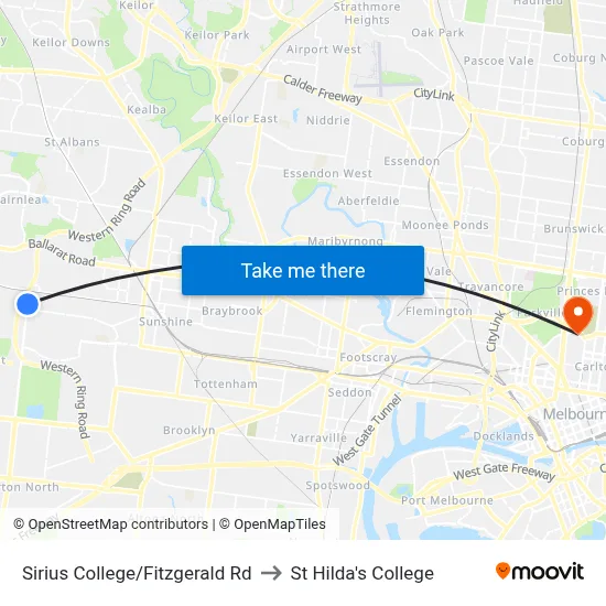 Sirius College/Fitzgerald Rd to St Hilda's College map