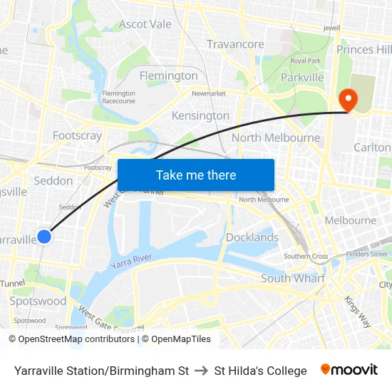 Yarraville Station/Birmingham St to St Hilda's College map