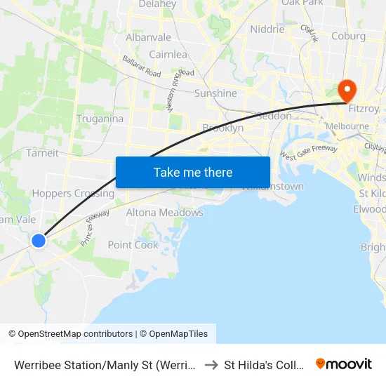 Werribee Station/Manly St to St Hilda's College map