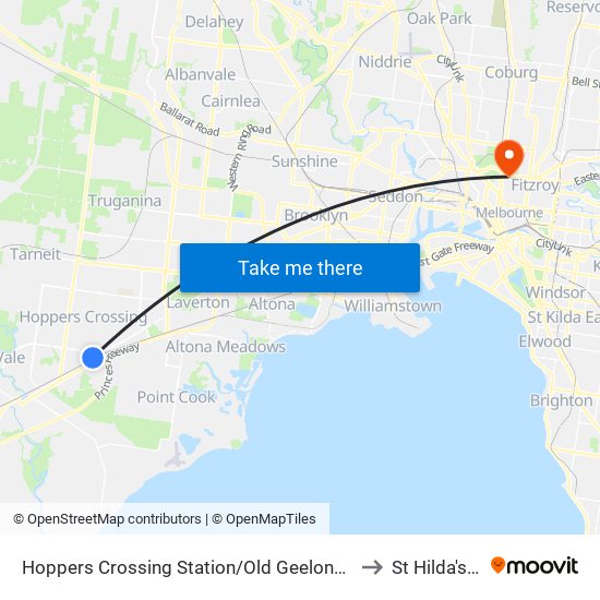 Hoppers Crossing Station/Old Geelong Rd (Hoppers Crossing) to St Hilda's College map