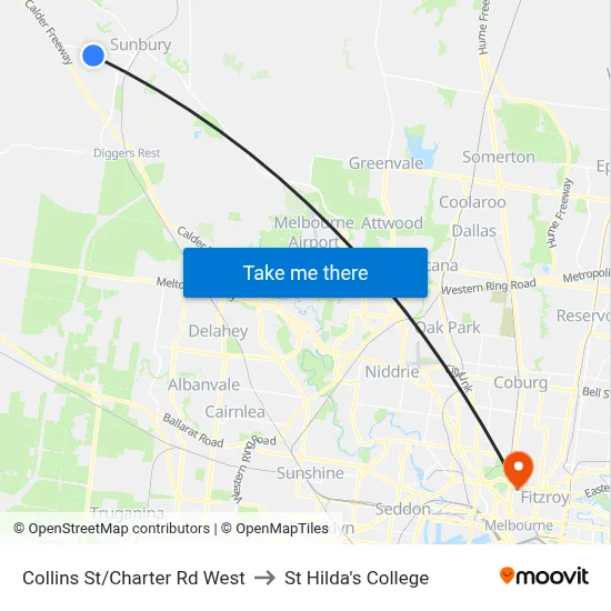 Collins St/Charter Rd West to St Hilda's College map