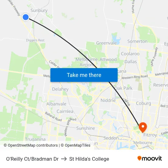 O'Reilly Ct/Bradman Dr to St Hilda's College map
