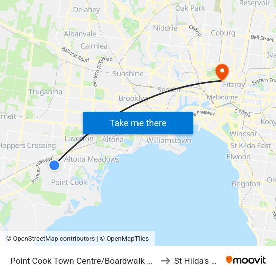 Point Cook Shopping Centre/Boardwalk Bvd to St Hilda's College map